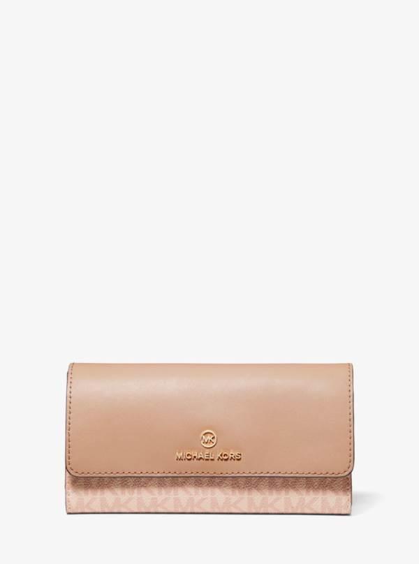 Damske Penazenky Michael Kors Large Logo and Leather Tri-Fold Ruzove - Doplnky Michael Kors Akcia | YDQMC-2413
